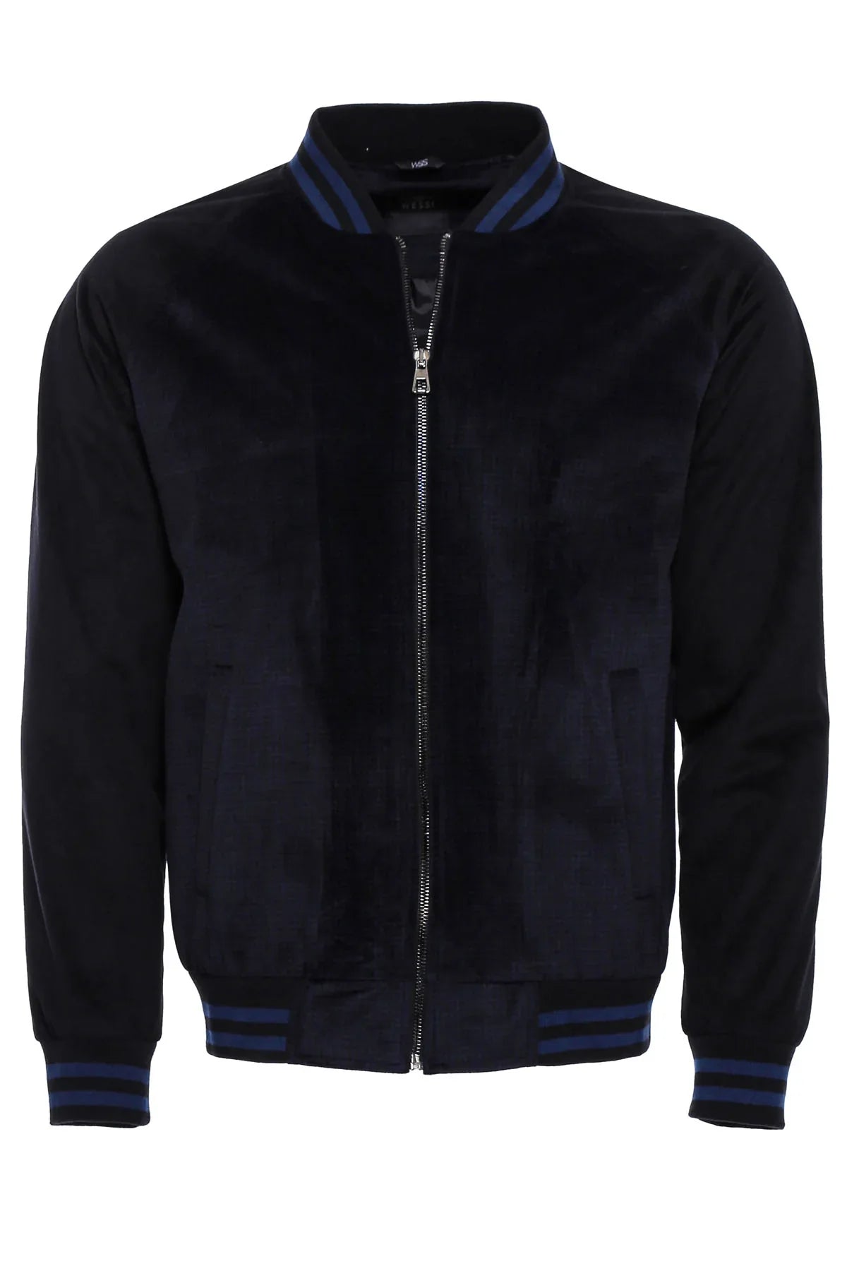 Clothing Supplier,Wessi, Wessi Navy Grid Velvet Varsity Jacket, Black, Extra Extra Large-51-Tag56Large-47-Tag50Medium-44-Tag48Extra Large-50-Tag54