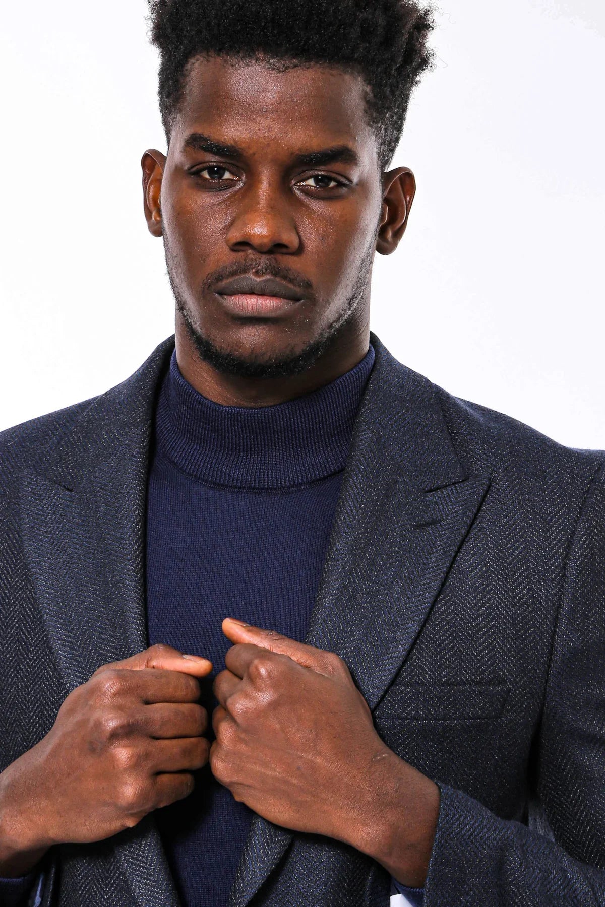 Clothing Supplier,Wessi, Wessi Navy with Three Front Pockets Herringbone Blazer, Blue, Large-43-Tag52Medium-41-Tag50Small-39-Tag48