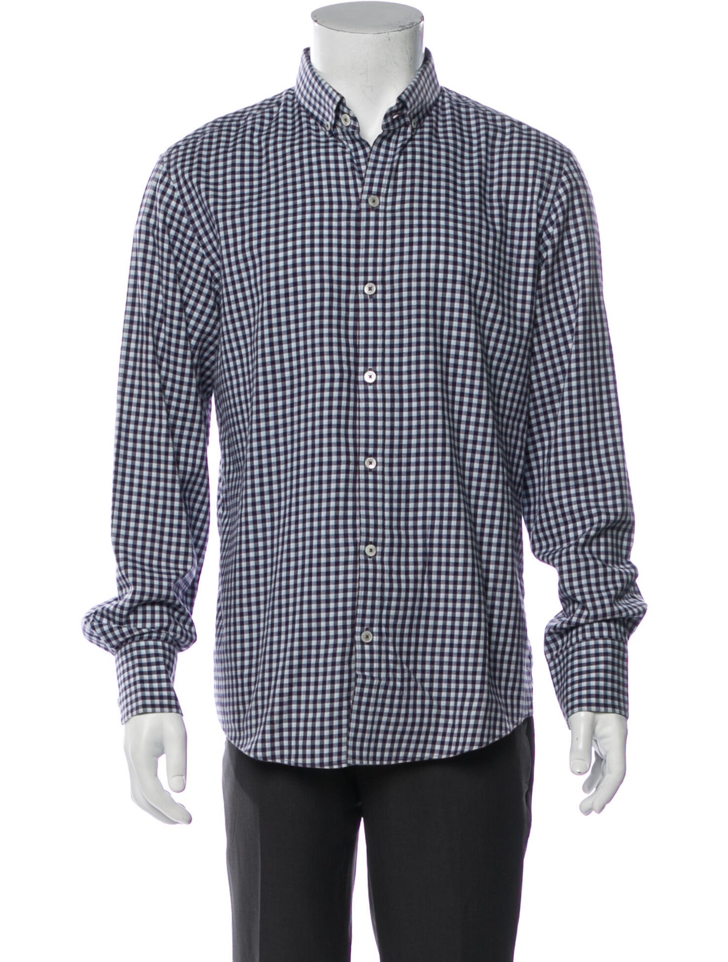 Zachary Prell, Zachary Prell Blue Plaid Print Button Up, Blue, Medium-43-TagM