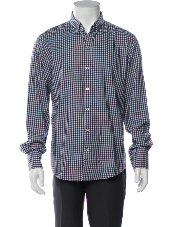 Zachary Prell Blue Plaid Print Button Up