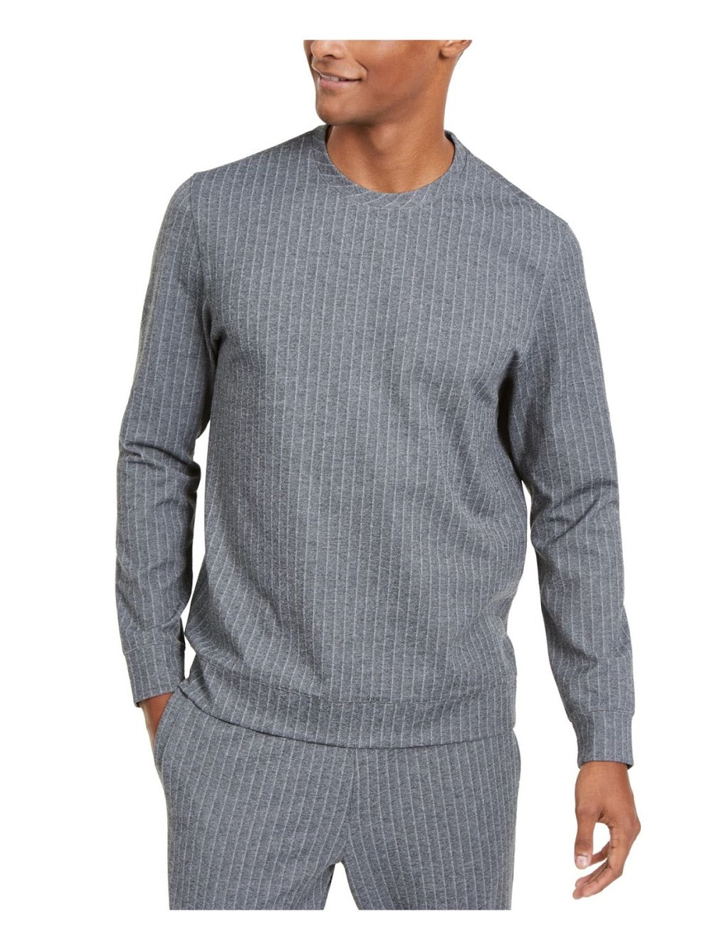 Bobbi + Bricka,Alfani, Alfani Heather Grey and White Pinstripe Pull-Over Top, Grey, Medium-42-TagM
