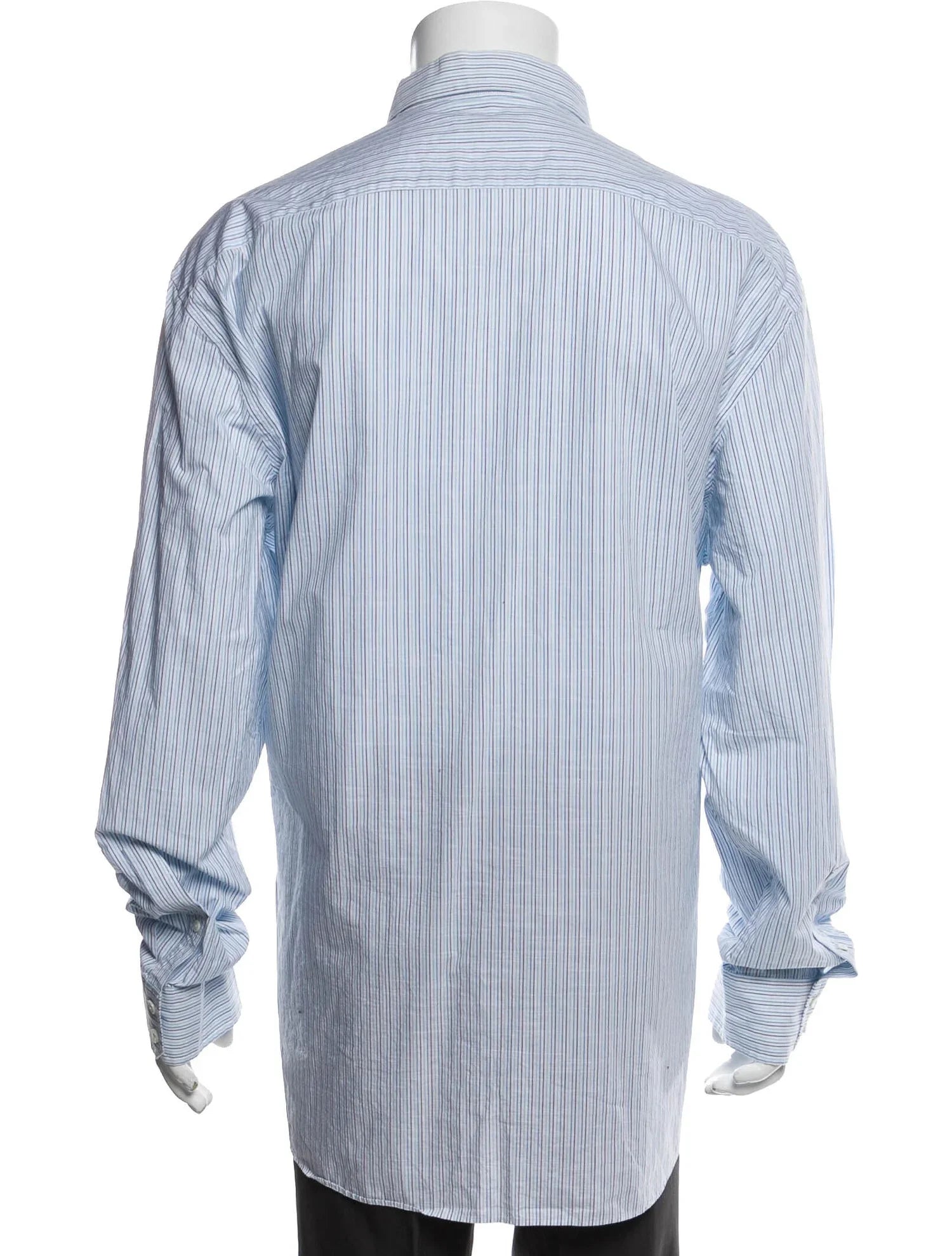 The RealReal,Zachary Prell, Zachary Prell White With Mutli Blue Vertical Stripes Long Sleeve Button Up Shirt, Blue, Extra Extra Large-57-TagXXL