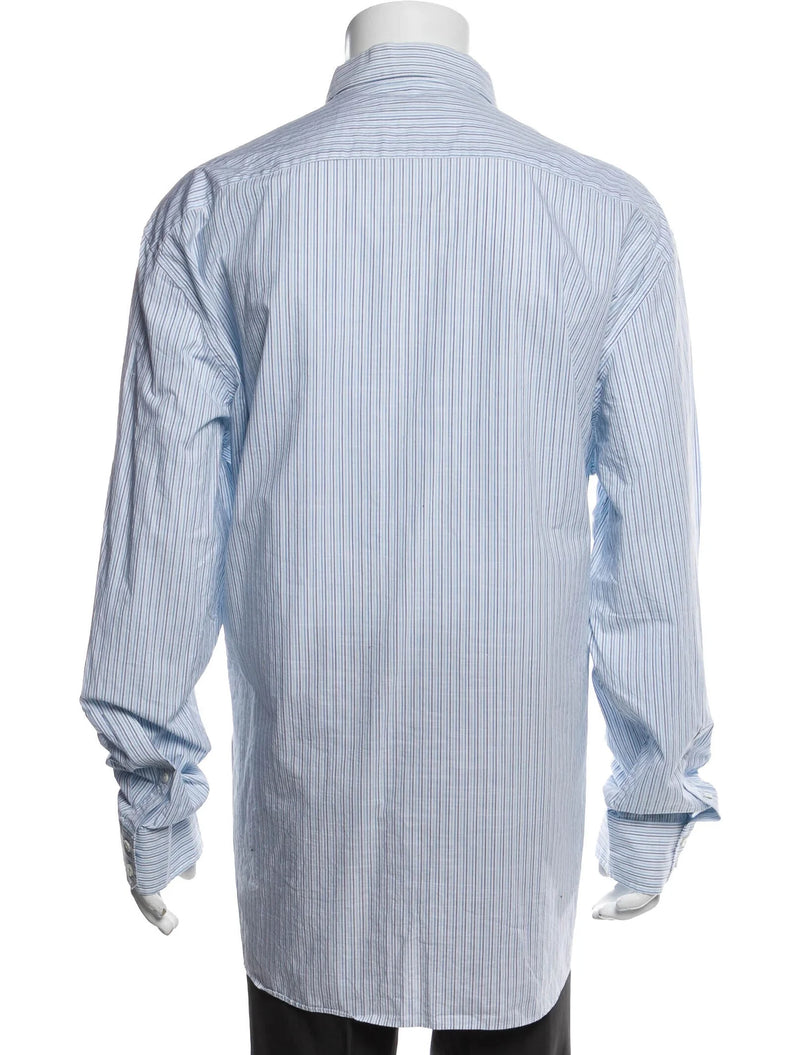 Zachary Prell White With Mutli Blue Vertical Stripes Long Sleeve Button Up Shirt