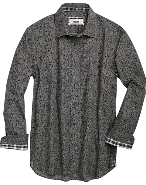Men's Wearhouse, Joseph Abboud Black Paisley Button Up Shirt, Black, Medium-42-TagM