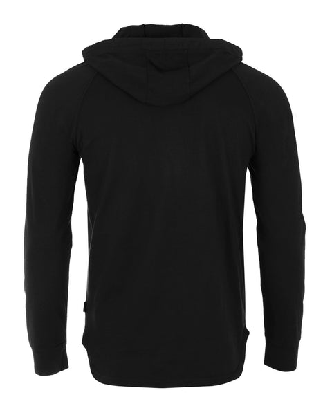 Faire,Zimego, Zimego Black Long Sleeve Henley Hoodie, Black, Large-44-TagL