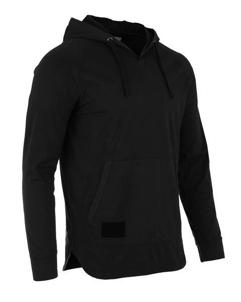 Faire,Zimego, Zimego Black Long Sleeve Henley Hoodie, Black, Large-44-TagL