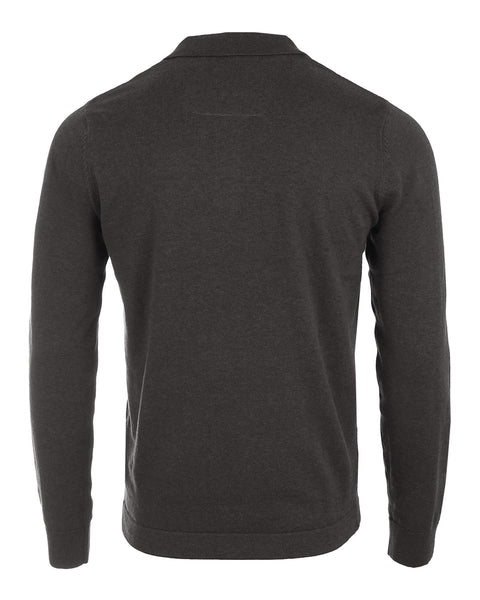Zimego Charcoal Button Up Long Sleeve Polo Sweater