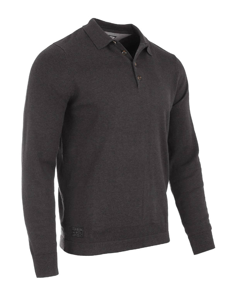 Zimego Charcoal Button Up Long Sleeve Polo Sweater