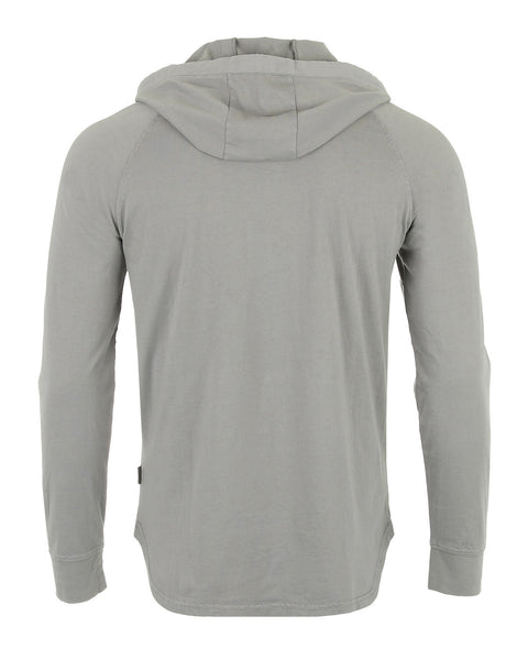 Faire,Zimego, Zimego Grey Long Sleeve  Henley Hoodie, Grey, Large-44-TagL