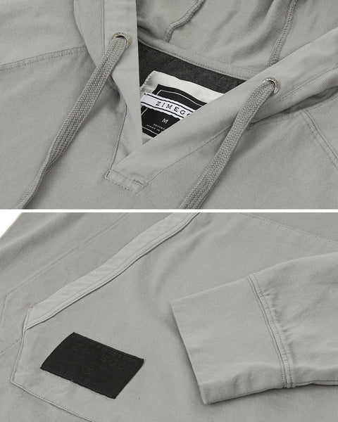 Faire,Zimego, Zimego Grey Long Sleeve  Henley Hoodie, Grey, Large-44-TagLLarge-46-TagLMedium-41-TagM