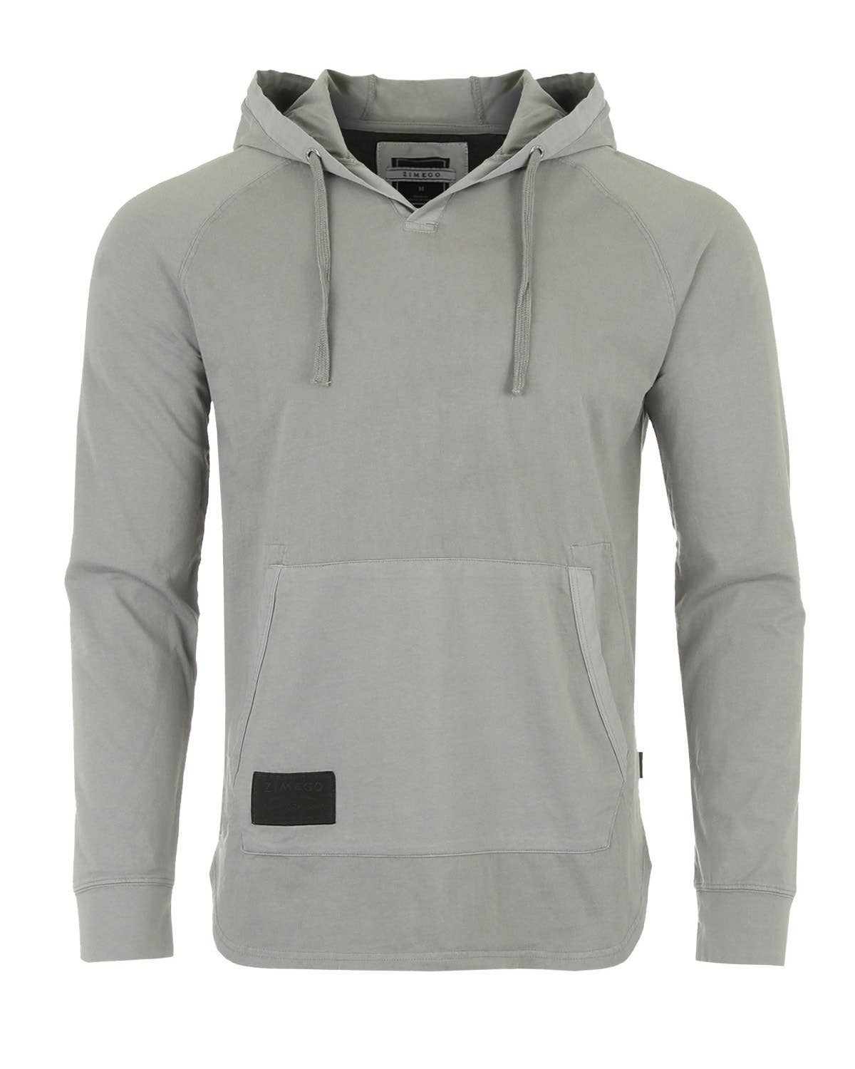 Faire,Zimego, Zimego Grey Long Sleeve  Henley Hoodie, Grey, Large-46-TagL