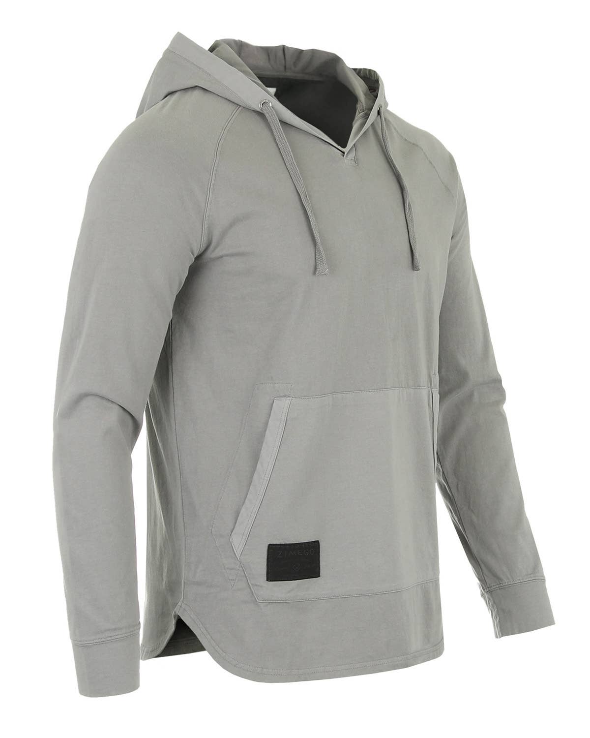 Faire,Zimego, Zimego Grey Long Sleeve  Henley Hoodie, Grey, Large-44-TagL