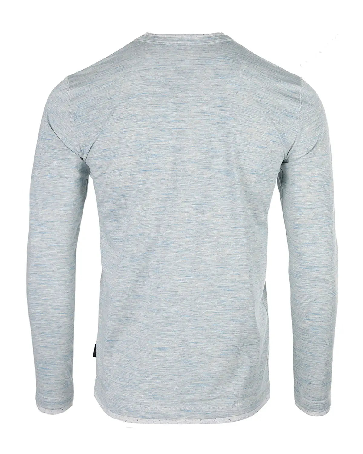 Faire,Zimego, Zimego Light Blue Layered Heathered Long Sleeve Henley, Blue, Medium-41-TagM