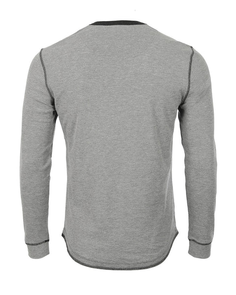 Faire,Zimego, Zimego Light Grey 4 Button Long Sleeve Thermal Henley, Grey, Extra Large-48-TagXL