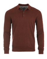 Zimego Maroon Button Up Long Sleeve Polo Sweater