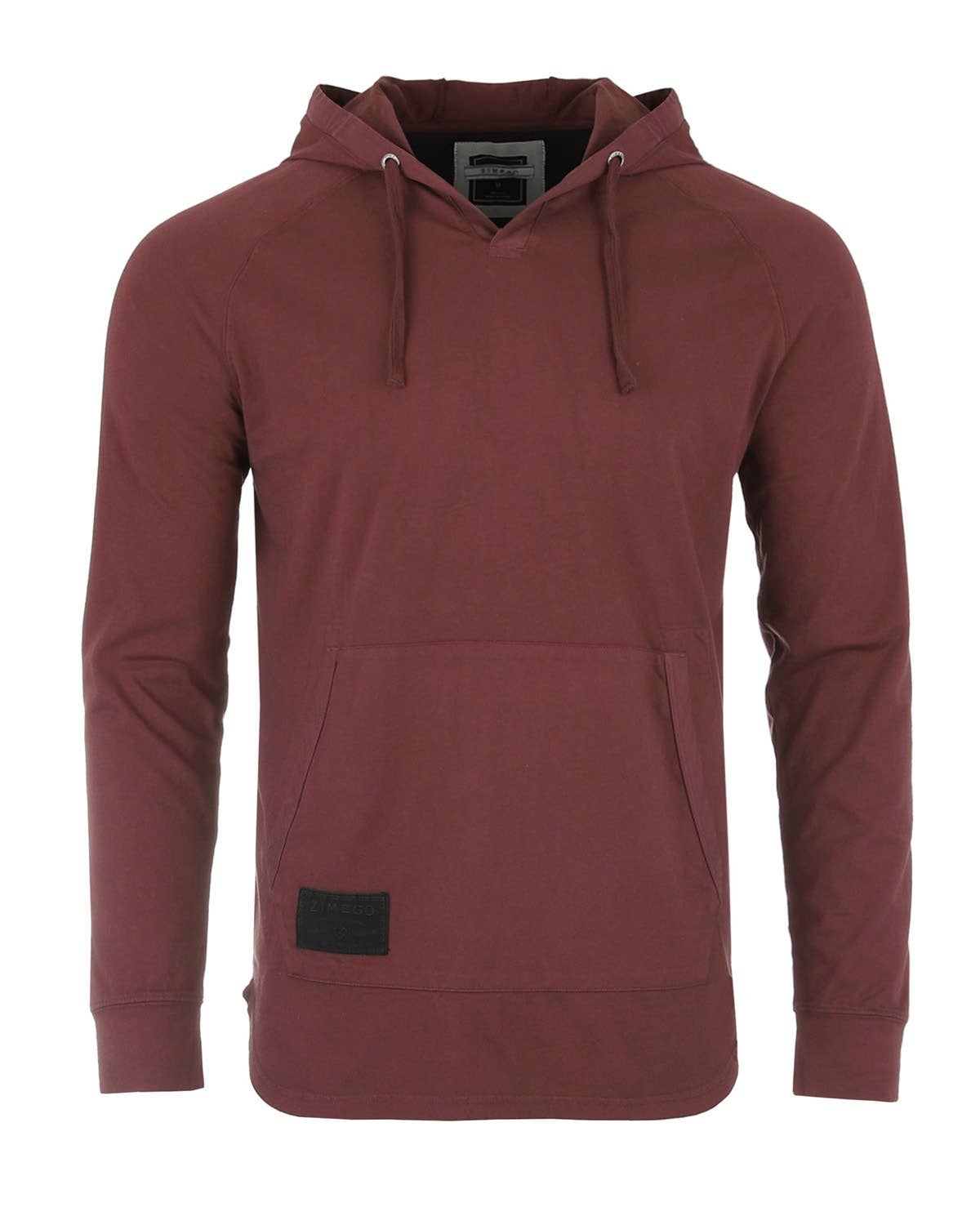Faire,Zimego, Zimego Maroon Long Sleeve Henley Hoodie, Red, Large-44-TagL