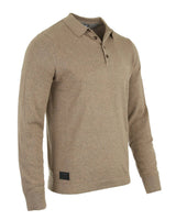 Zimego Tan Button Up Long Sleeve Polo Sweater