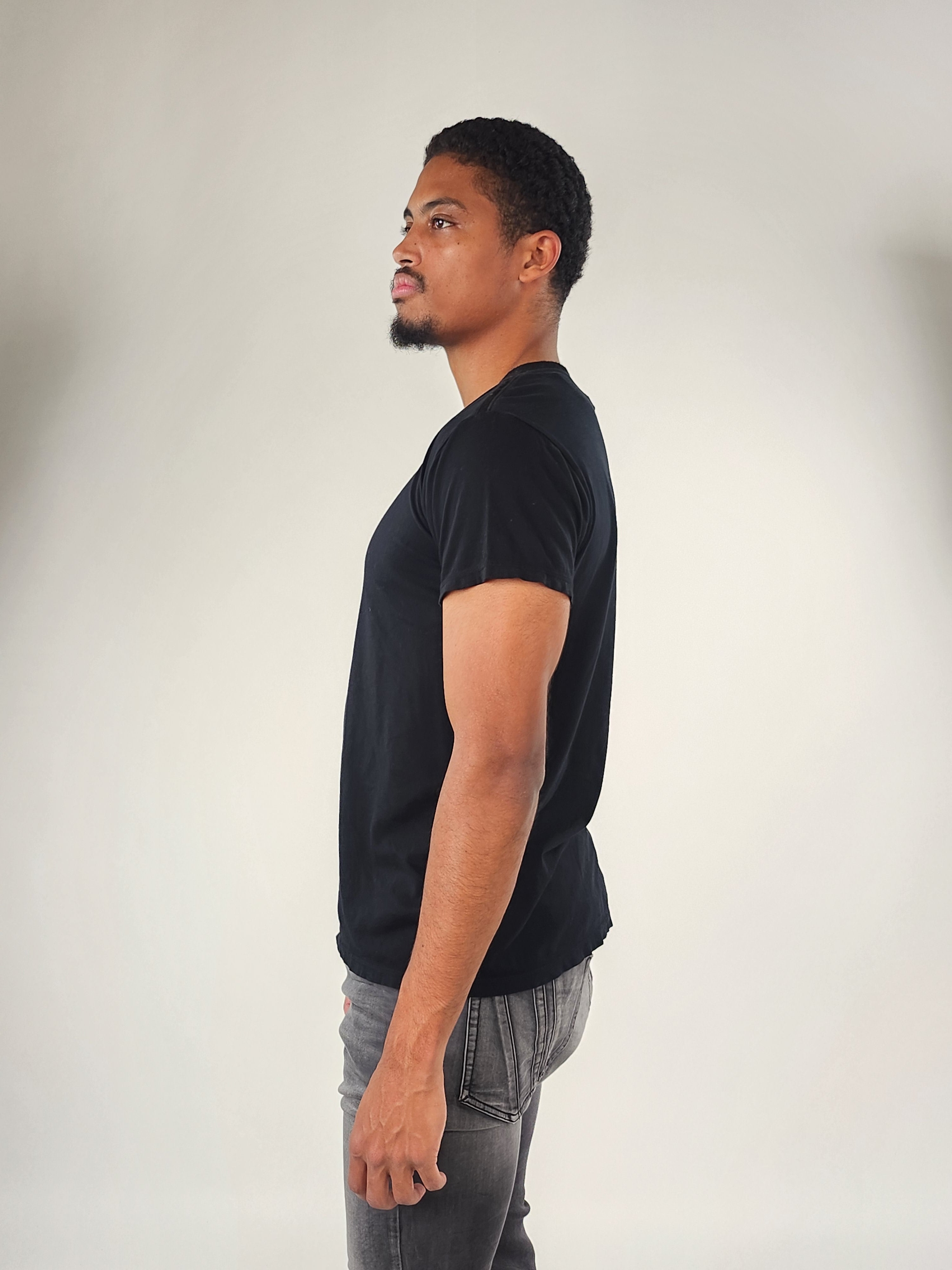 Wholesale,Reesedeluca, Reese De Luca Black Short Sleeve T-Shirt with Rib Contrast, Black, Medium-41-TagM