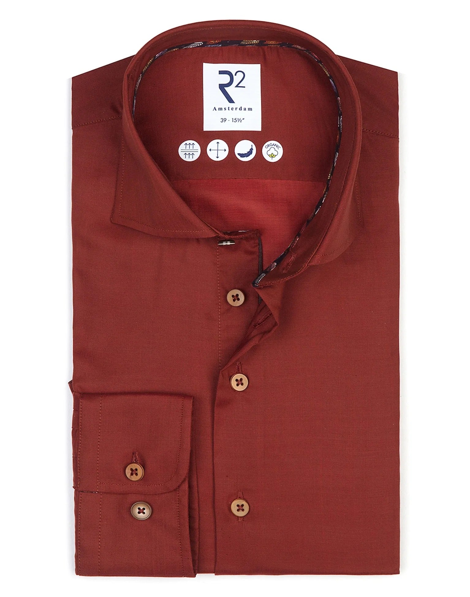 Brand Partner,R2 Amsterdam, R2 Amsterdam Red Long Sleeve Button Up Tencel Shirt, Red, Medium-43-Tag41