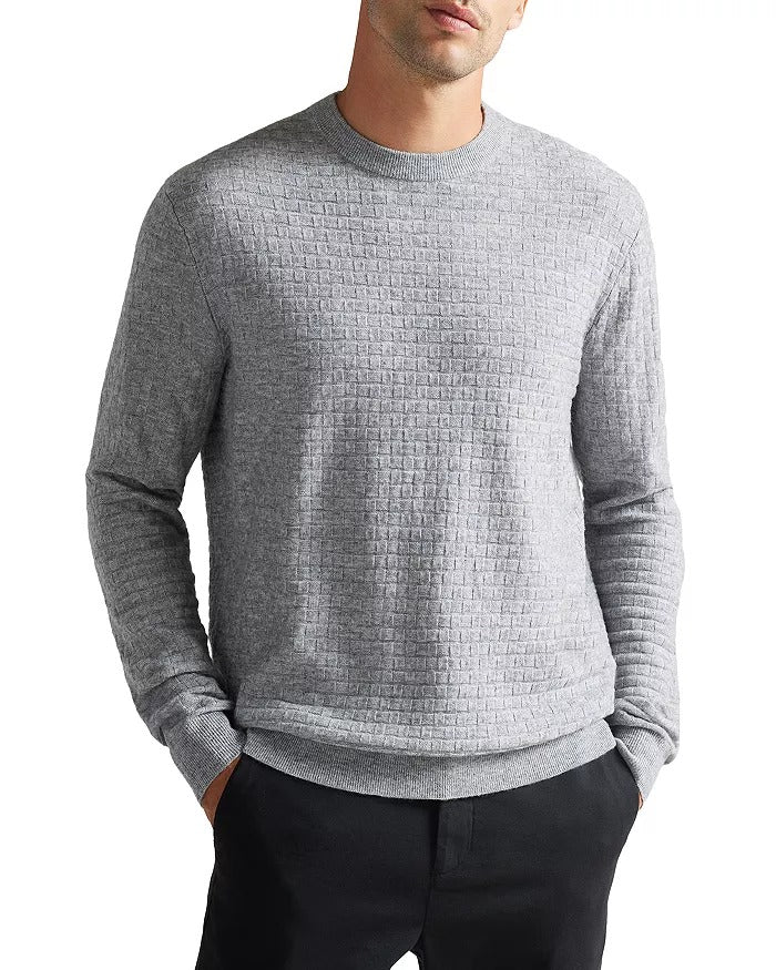 Other,Ted Baker, Ted Baker Grey Basket Weave Lentic Crewneck Sweater, Grey, Large-46-TagL