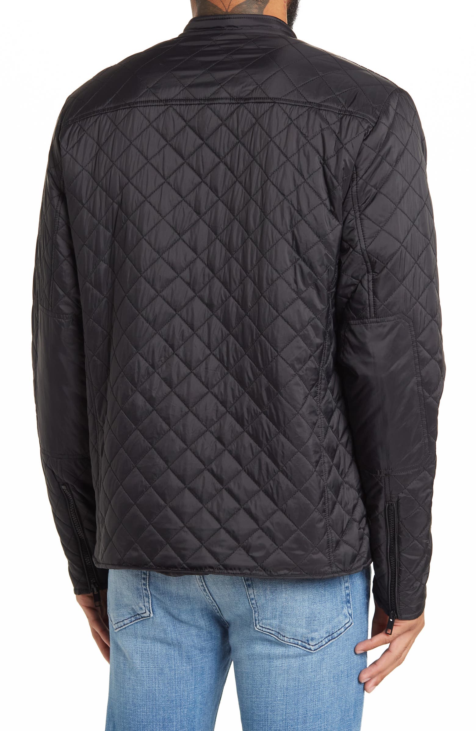 Nordstrom Rack,Weatherproof, WEATHERPROOF Black Quilted Nylon Moto Jacket, Black, Medium-44-TagM
