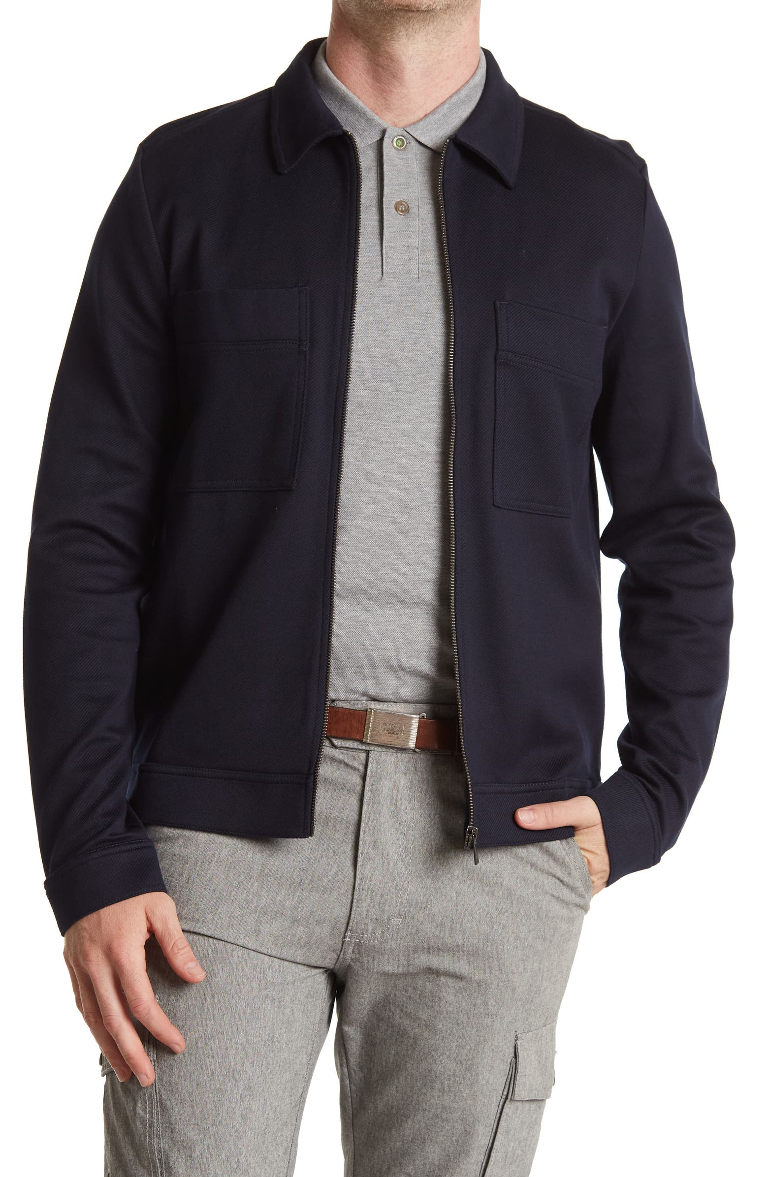 Nordstrom Rack, SELECTED HOMME Navy Zip Front Jacket, Blue, Medium-42-TagM