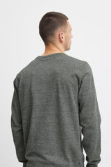 Blend Dark Green Knit Relaxed Crewneck Sweater