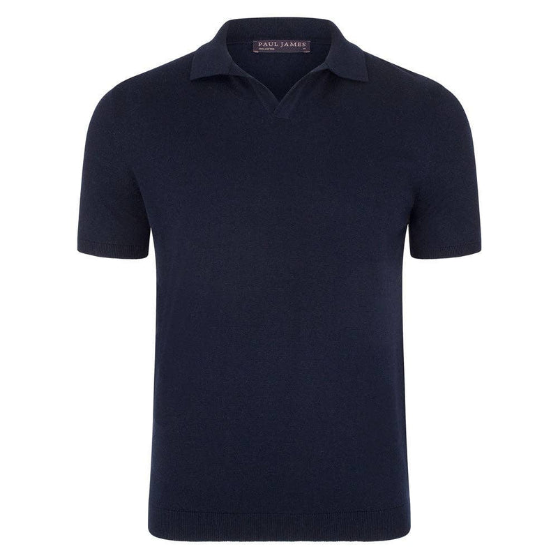 Paul James Navy Buttonless Short Sleeve Knit Polo