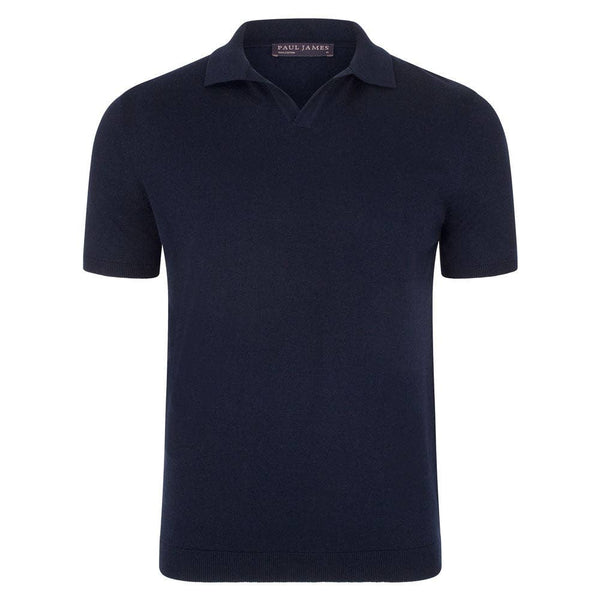 Paul James Navy Buttonless Short Sleeve Knit Polo