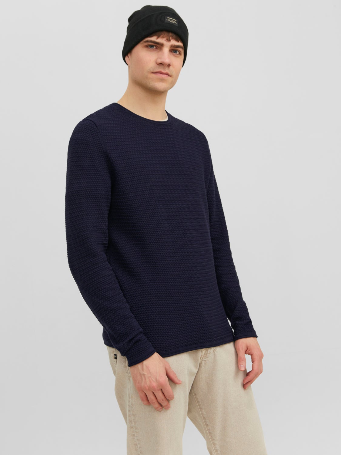 Wholesale,Jack & Jones, Jack & Jones Navy Knit Crew Neck Sweater, Blue, Small-38-TagS