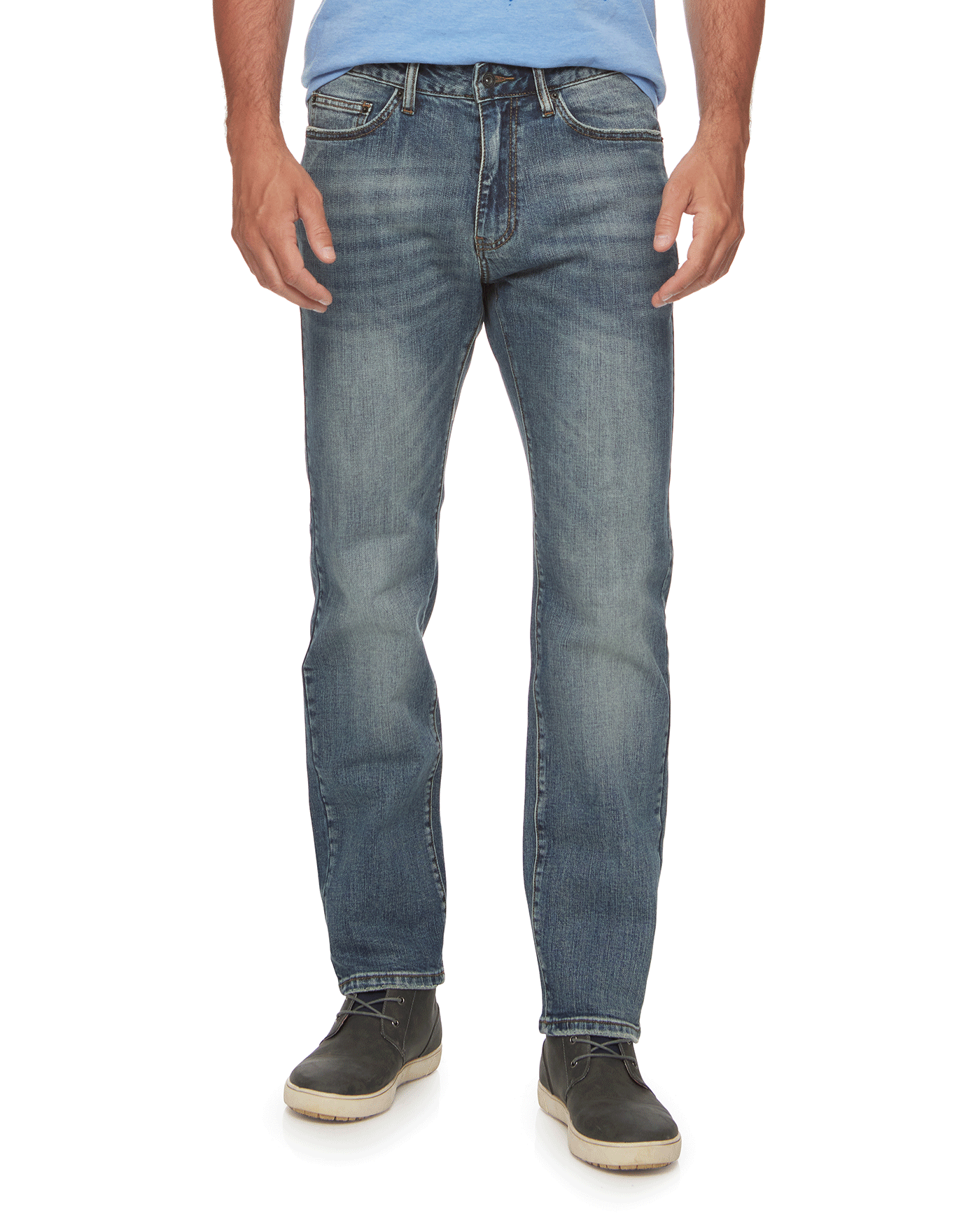 Wholesale,Flag & Anthem, Flag & Anthem Blue Medium Wash Jean Straight Denim Pant, Blue, 35W-32L-TagL