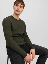 Jack & Jones Olive Green Knit Crew Neck Pullover