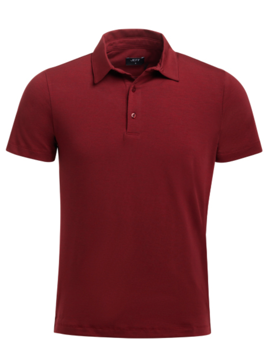 Otrium,Jeff Us, Jeff Burgundy Short Sleeve Polo, Red, Medium-40-TagS