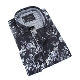 Eight X Black Metalic Floral Print Button Up
