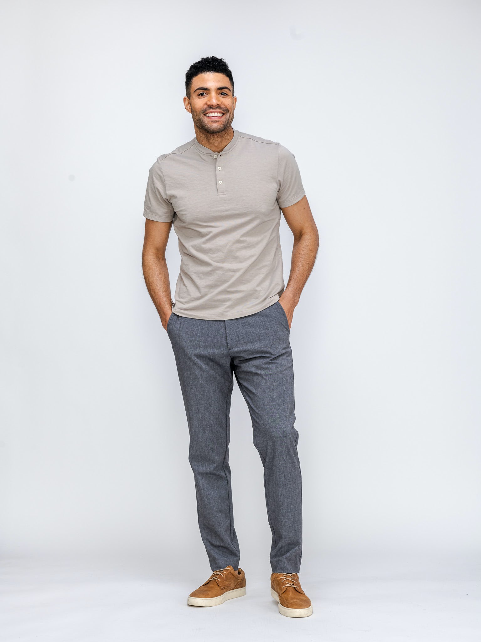 Wholesale,Ministry of Supply, Ministry of Supply Taupe Short Sleeve Henley, Tan, Extra Large-46-TagXL