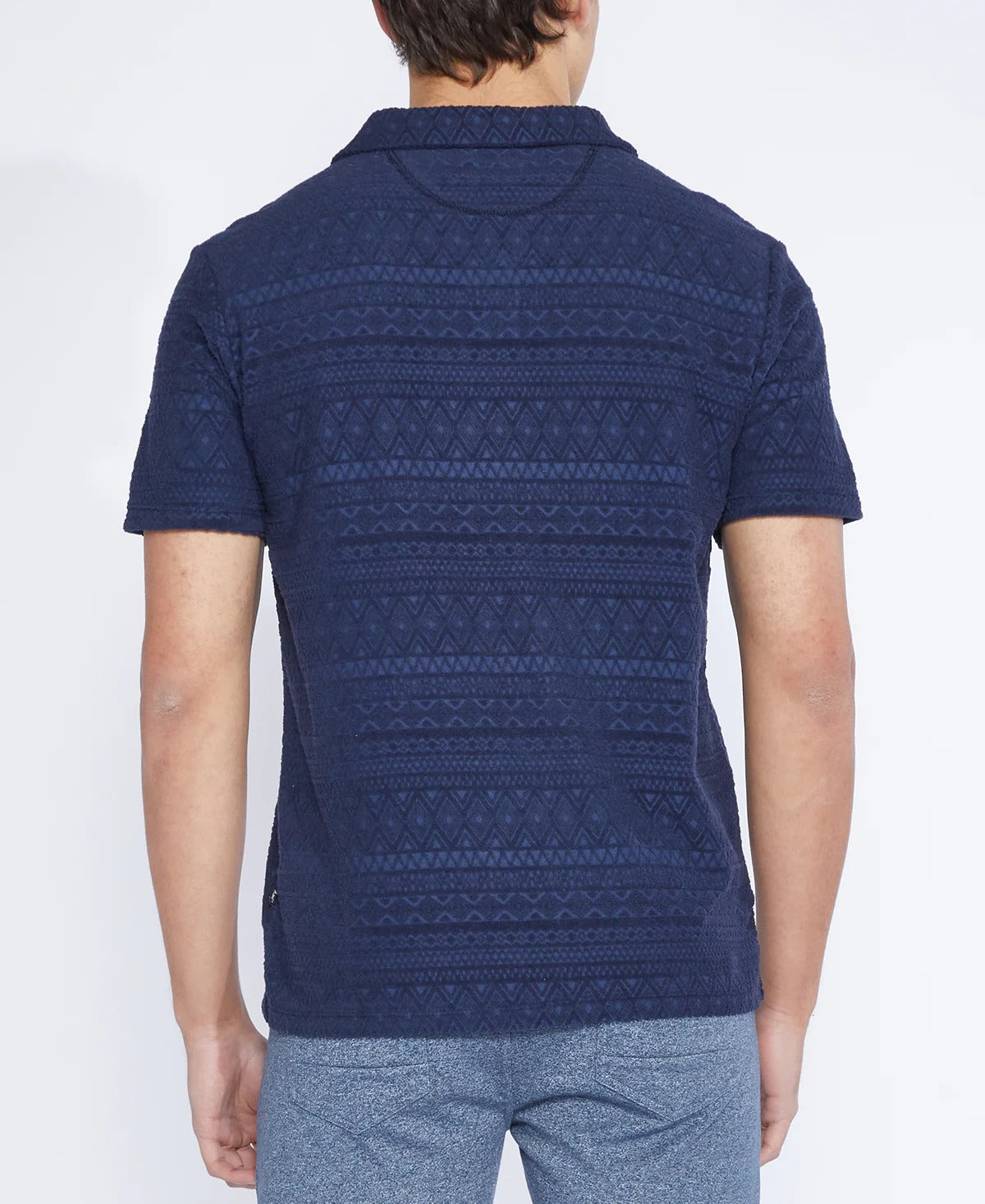 Wholesale,Civil Society, Civil Society Navy Jacquard Short Sleeve Resort Polo, Blue, Large-43-TagL