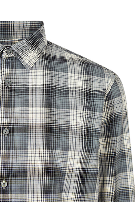 Otrium,John Varvatos, John Varvatos Grey Plaid Button Up Shirt, Grey, Medium-42-TagM