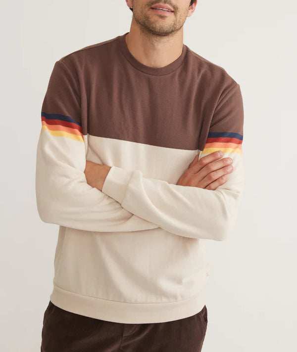 Marine Layer Brown/Cream Colorblock Sweatshirt