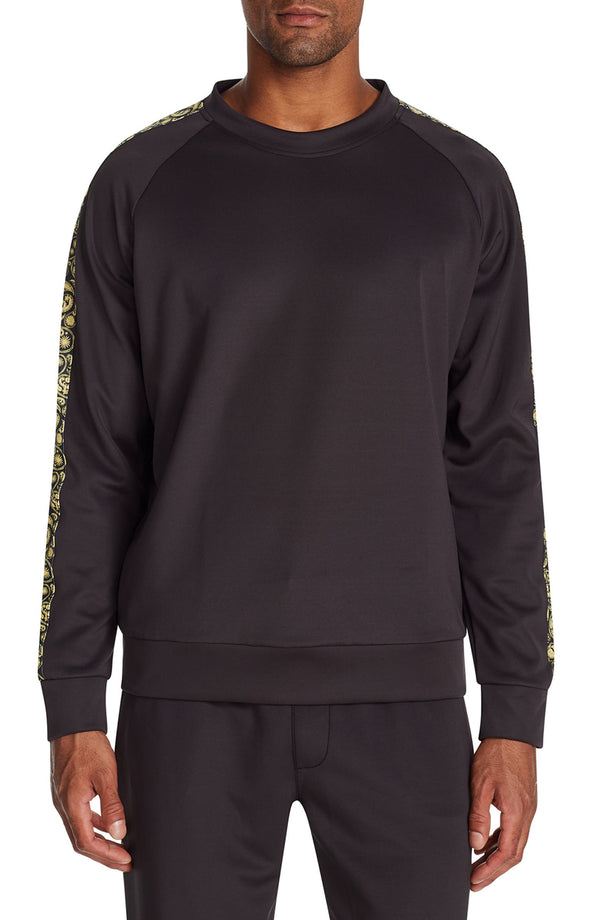 Tallia Black Paisley Stripe Detail Raglan Pullover