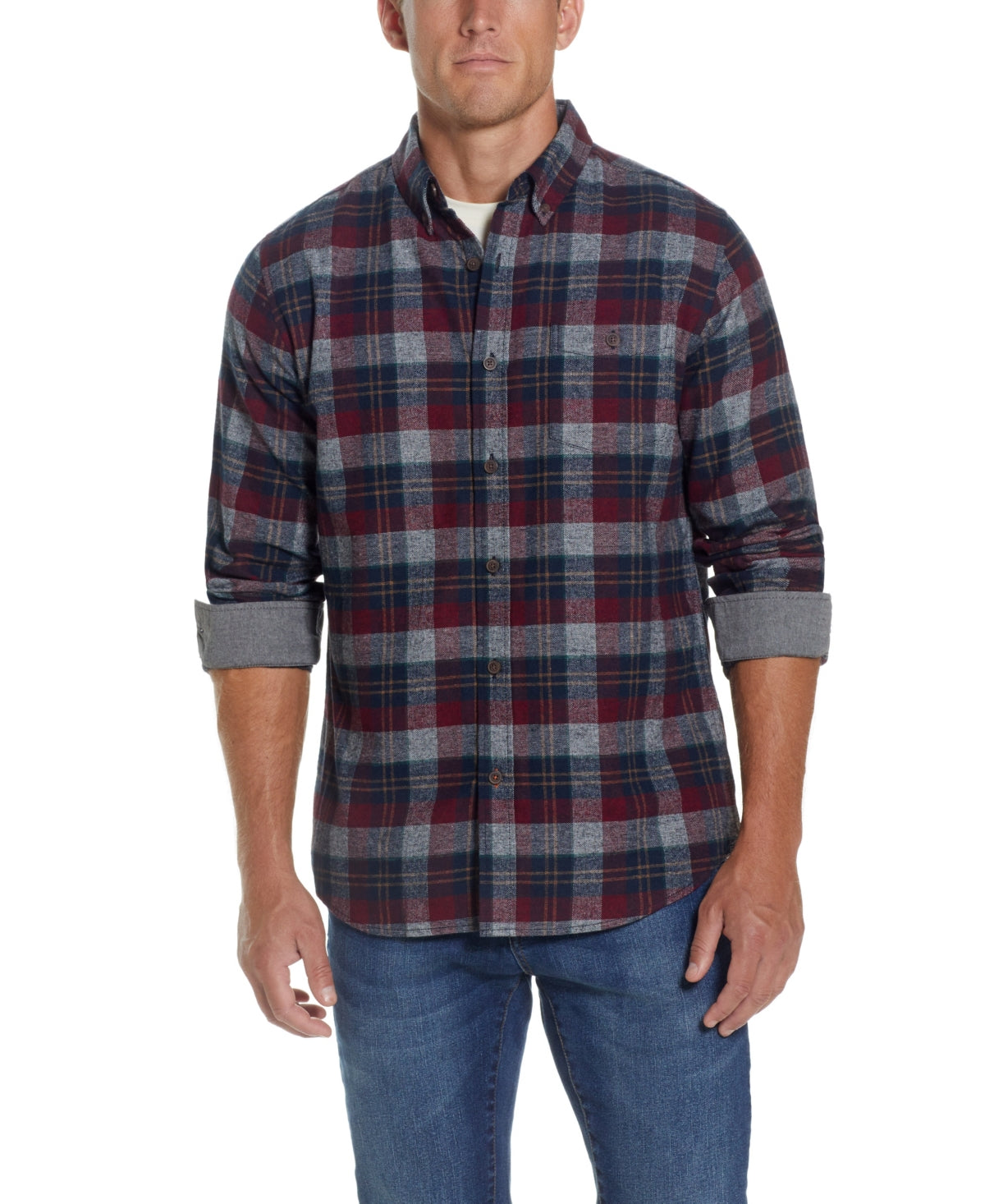 Other,Weatherproof, Weatherproof Vintage Red/Grey Plaid Flannel Shirt, Red, Small-41-TagS