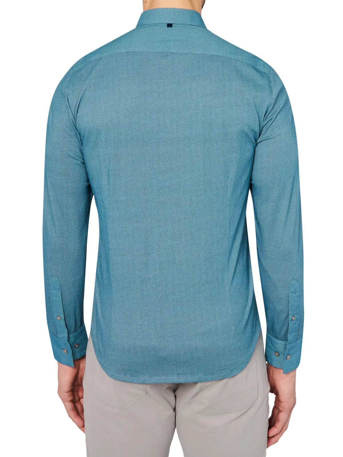 W.R.K., W.R.K Reworked Teal Motif Rework Print Long Sleeve Shirt, Green, Medium-40-TagM