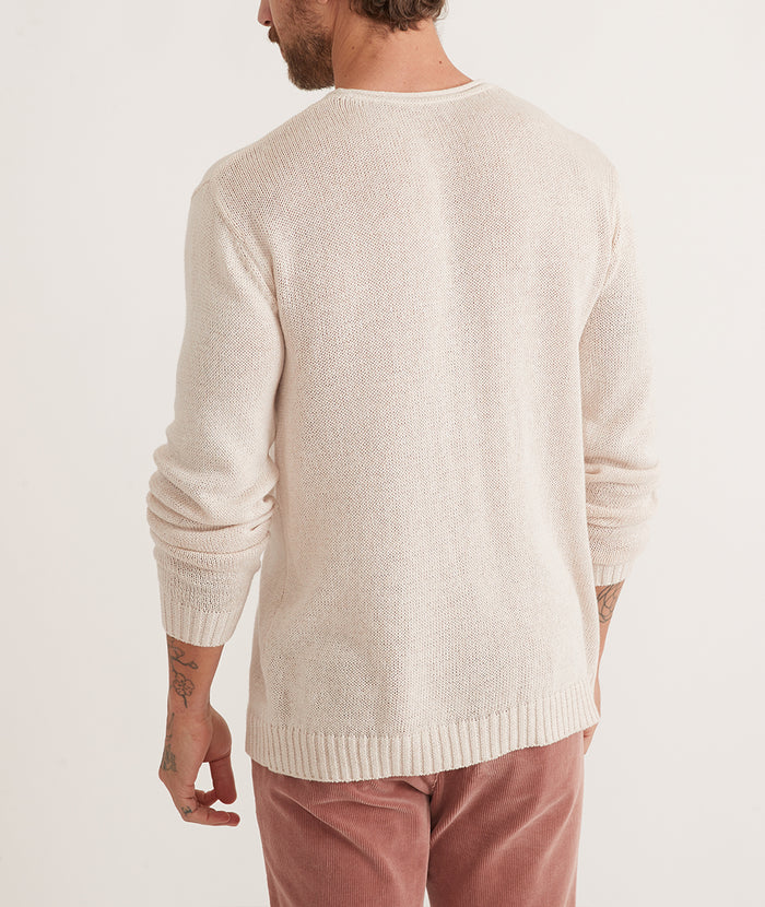 Wholesale,Marine Layer, Marine Layer Oatmeal Sterling Cotton/Linen Roll Neck Sweater, Cream, Large-46-TagL