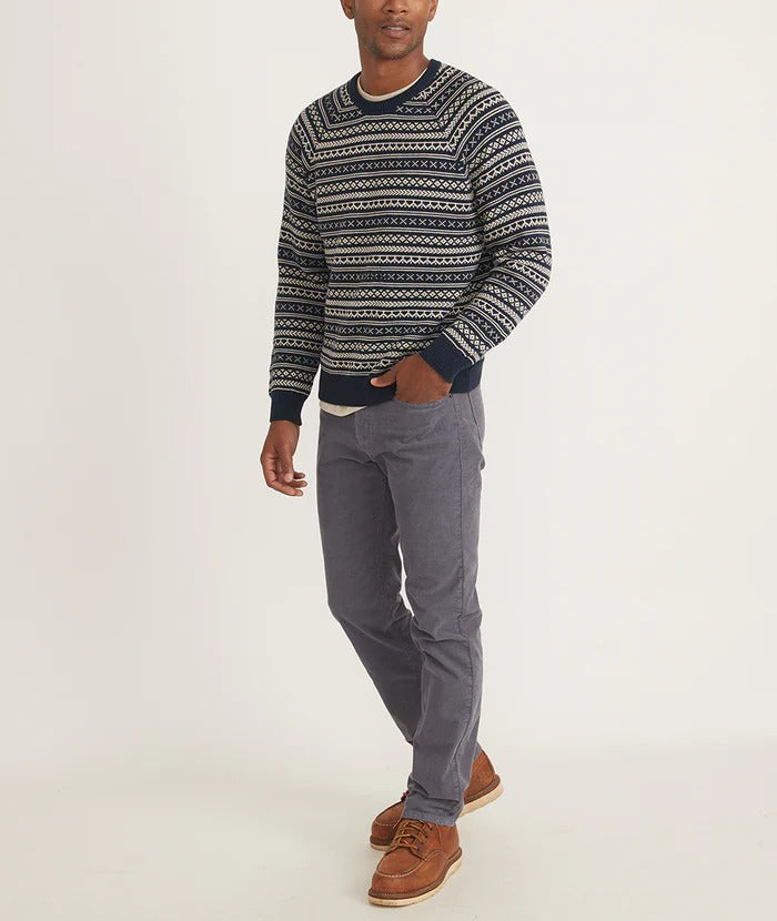 Wholesale,Marine Layer, Marine Layer Navy/Cream Re-spun Pattern Sweater, Black, Medium-43-TagM