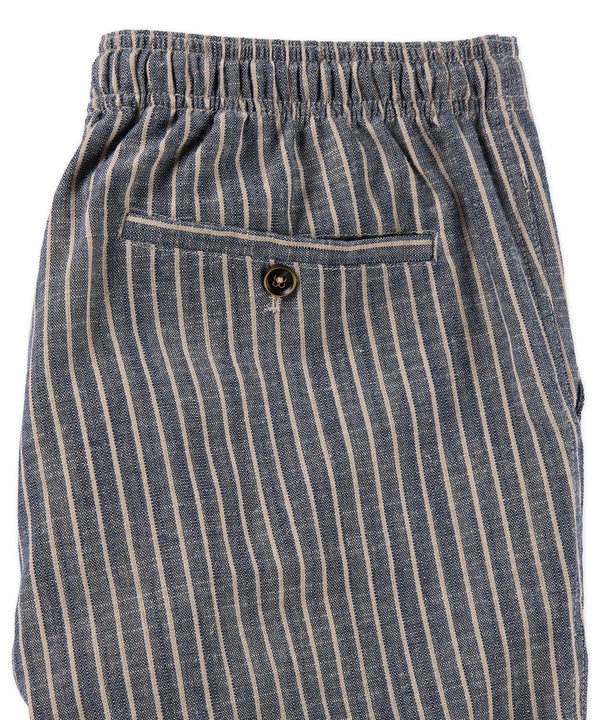Borgo28 Navy Drawstring Striped Cotton-Linen Shorts