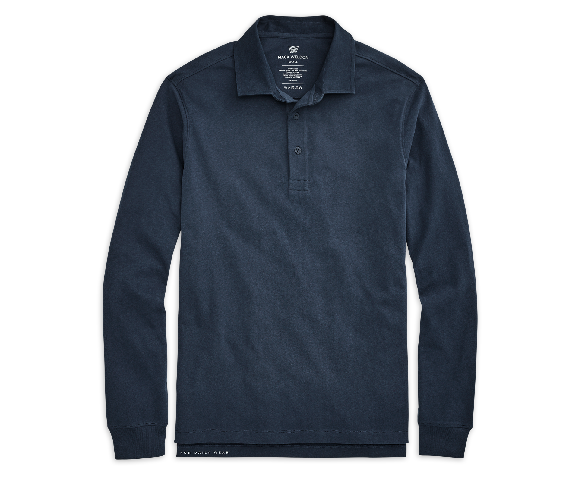 Wholesale,Mack Weldon, Mack Weldon Navy Rugby Long Sleeve Polo, Blue, Small-40-TagSExtra Large-46-TagXL