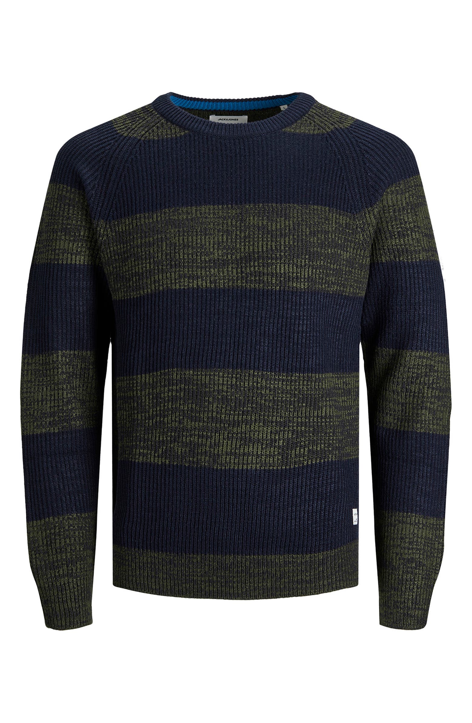 Nordstrom Rack,Jack & Jones, Jack & Jones Forest Green & Navy Striped Crewneck Sweater, Green, Small-40-TagM