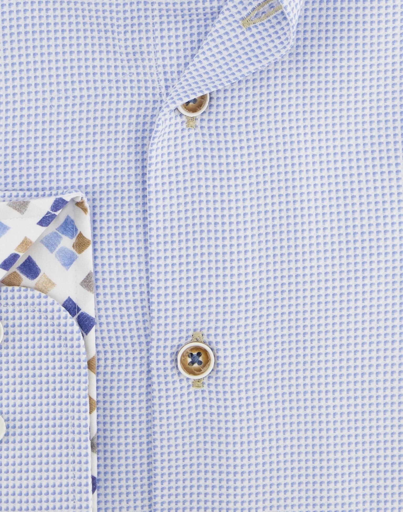 Brand Partner,R2 Amsterdam, R2 Amsterdam Light Blue Stripe Long Sleeve Button Up Shirt with Cup Print Collar Contrast, Blue, Medium-45-Tag42Extra Extra Large-53-Tag46Small-41-Tag39