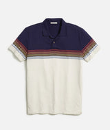 Marine Layer Navy Colorblock Stripe Short Sleeve Polo