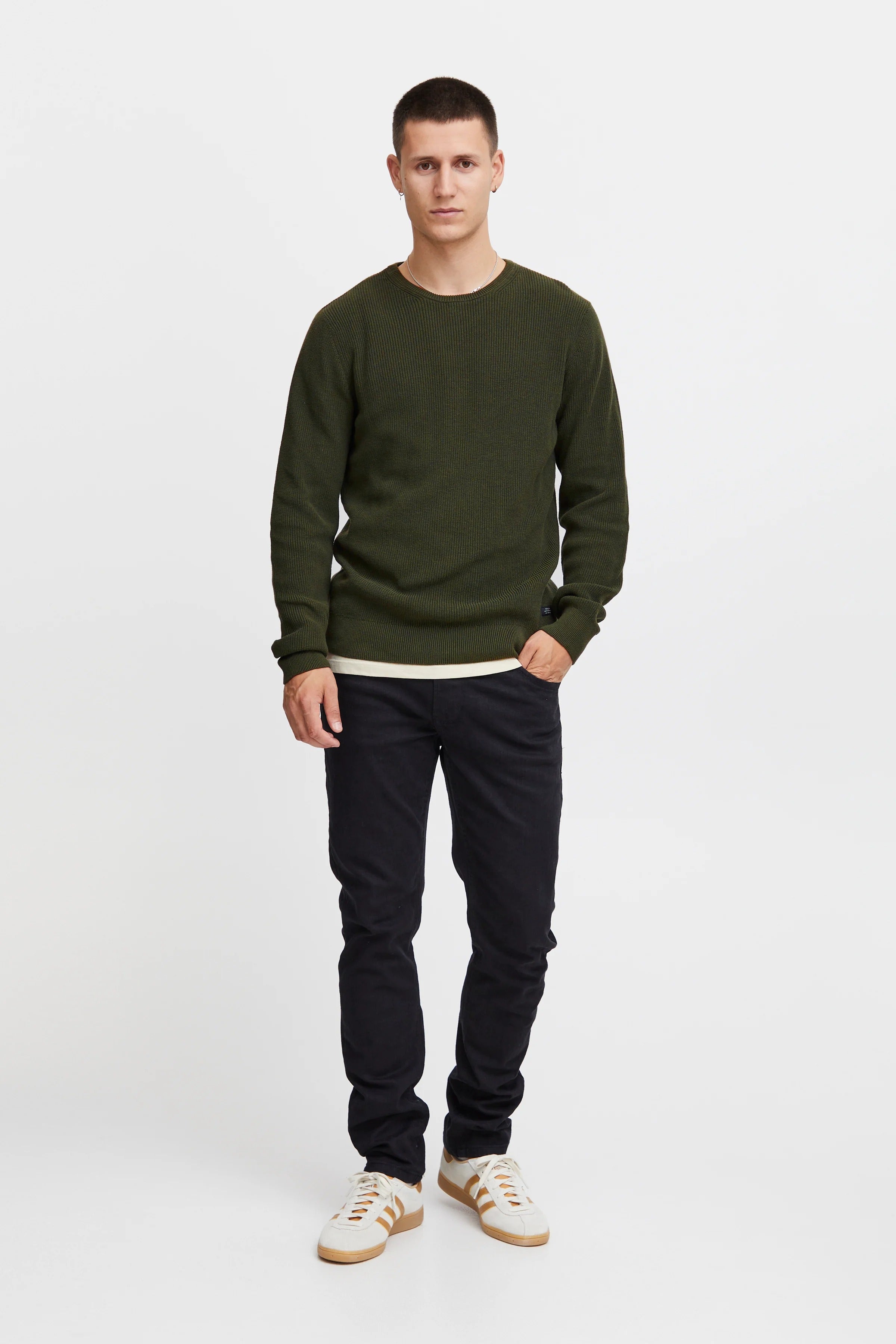 Other,Blend, Blend Dark Green Codford Knit Crewneck Sweater, Green, Small-40-TagM