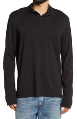 14TH AND UNION Black Longsleeve Knit Polo